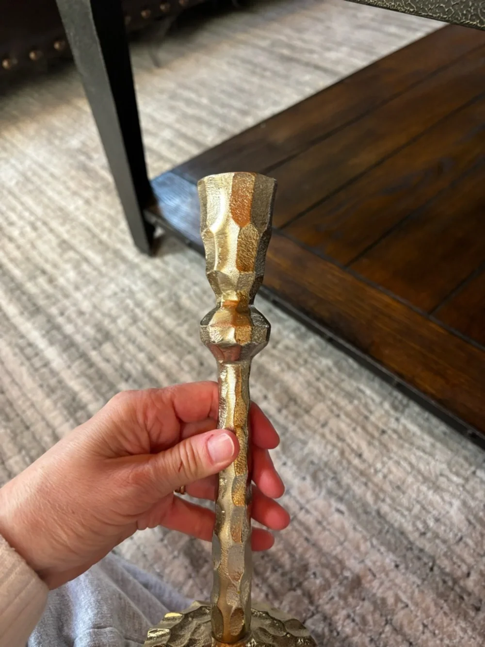 Gold Metal Taper Candle Holder Set with Cream Candles